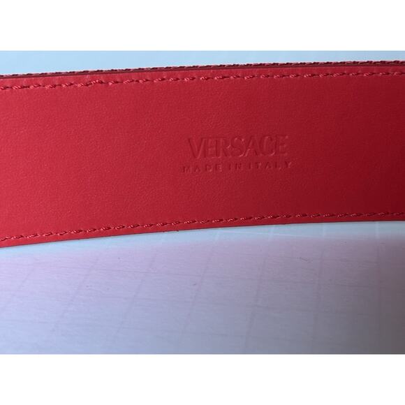 Versace Medusa-Buckle Greca Calf Leather Red/Gold Belt 80 (32) DCU8061 NWT $495 - Picture 9 of 12